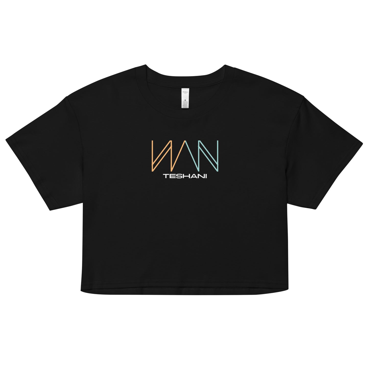 Womens Orange & Teal Logo Crop Tee