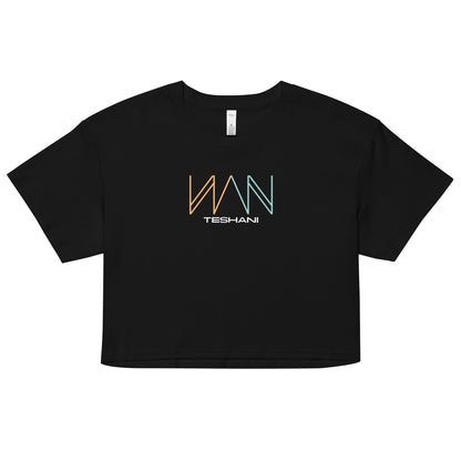 Womens Orange & Teal Logo Crop Tee