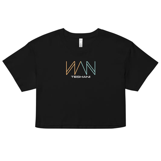 Womens Orange & Teal Logo Crop Tee